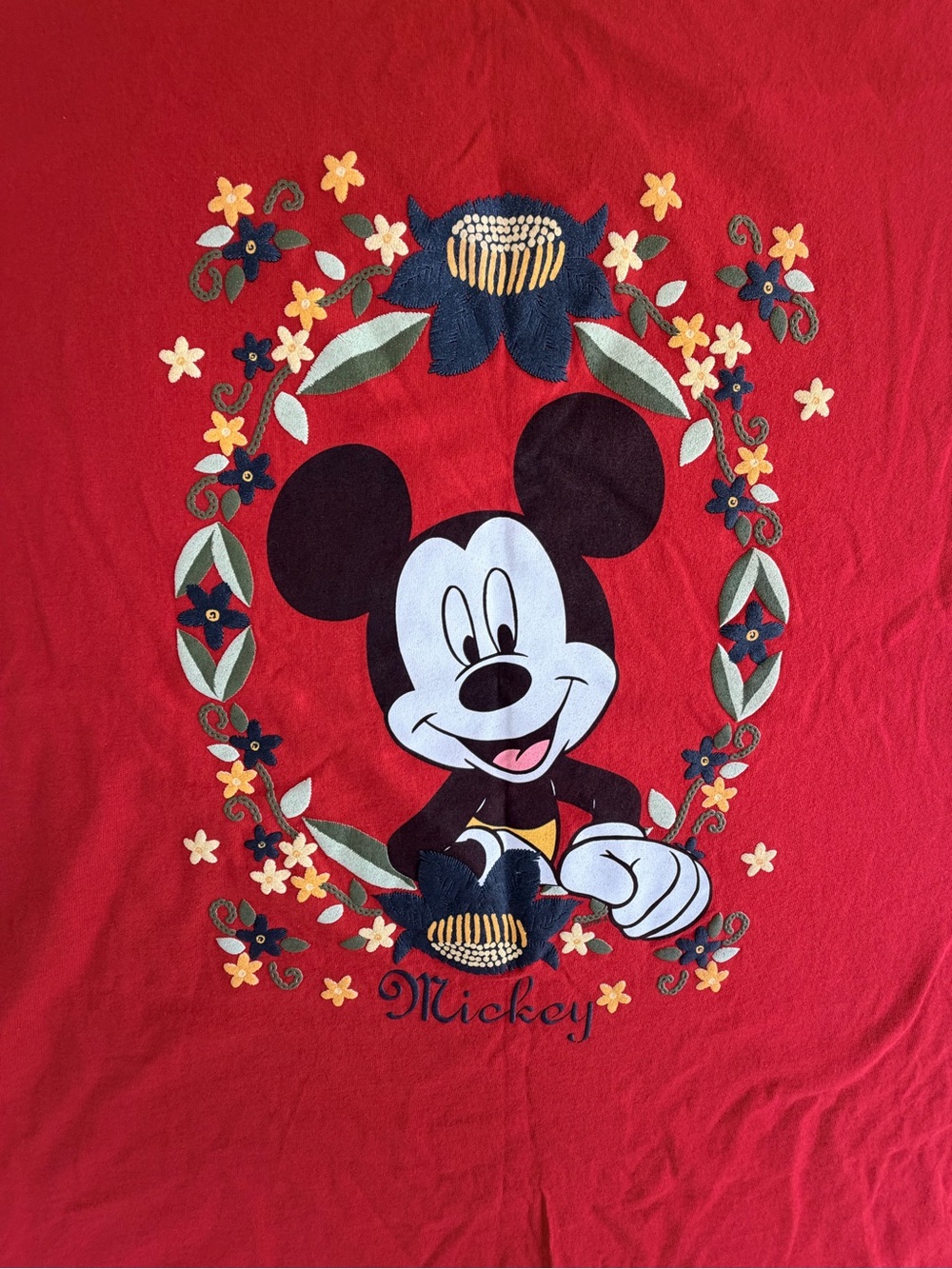 Vintage Disney Mickey Minnie Mouse Red T- Shirt Double Sided Floral Women's 2X